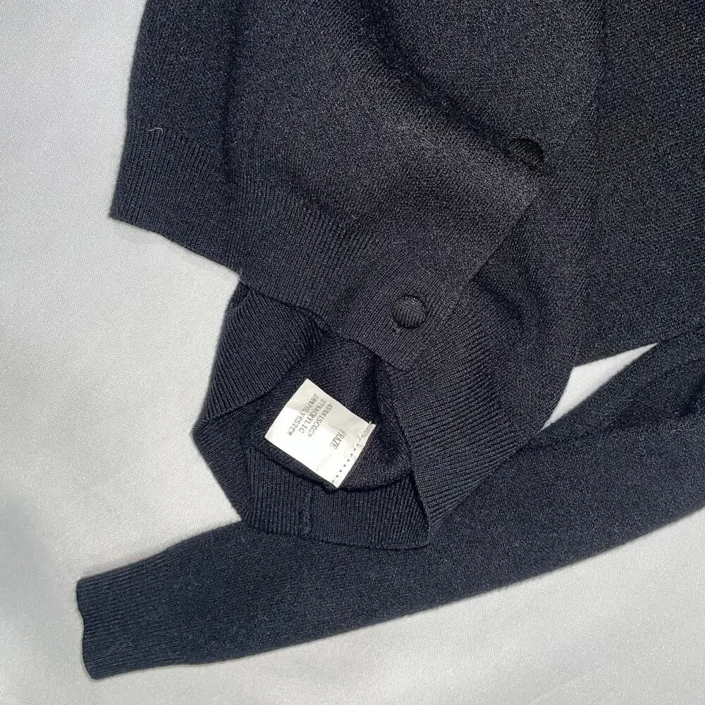 Girls Black Cardigan Sweater with Cherry Peter Pan Collar Tie Neck Size 12‎